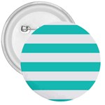 Horizontal Stripes - White and Turquoise 3  Button