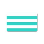 Horizontal Stripes - White and Turquoise Magnet (Name Card)