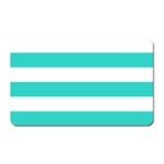 Horizontal Stripes - White and Turquoise Magnet (Rectangular)