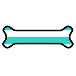 Horizontal Stripes - White and Turquoise Magnet (Dog Bone)