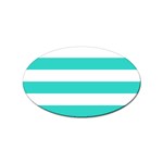 Horizontal Stripes - White and Turquoise Sticker (Oval)