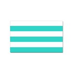 Horizontal Stripes - White and Turquoise Sticker (Rectangular)