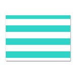 Horizontal Stripes - White and Turquoise Sticker A4 (10 pack)