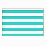 Horizontal Stripes - White and Turquoise Postcard 4 x 6  (Pkg of 10)