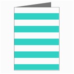 Horizontal Stripes - White and Turquoise Greeting Card