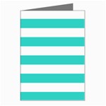 Horizontal Stripes - White and Turquoise Greeting Cards (Pkg of 8)