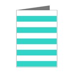 Horizontal Stripes - White and Turquoise Mini Greeting Card