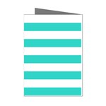 Horizontal Stripes - White and Turquoise Mini Greeting Cards (Pkg of 8)