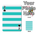 Horizontal Stripes - White and Turquoise Playing Cards 54 Designs