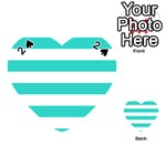 Horizontal Stripes - White and Turquoise Playing Cards 54 (Heart)