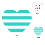 Horizontal Stripes - White and Turquoise Playing Cards (Heart)