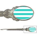 Horizontal Stripes - White and Turquoise Letter Opener
