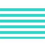 Horizontal Stripes - White and Turquoise Birthday Cake 3D Greeting Card (7x5)