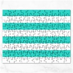 Horizontal Stripes - White and Turquoise Jigsaw Puzzle (Rectangular)