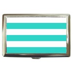Horizontal Stripes - White and Turquoise Cigarette Money Case