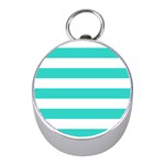 Horizontal Stripes - White and Turquoise Silver Compass (Mini)