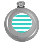 Horizontal Stripes - White and Turquoise Hip Flask (5 oz)
