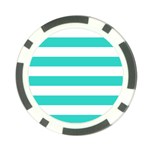 Horizontal Stripes - White and Turquoise Poker Chip Card Guard (10 pack)