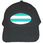 Horizontal Stripes - White and Turquoise Black Cap
