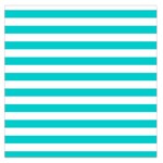 Horizontal Stripes - White and Cyan Large Satin Scarf (Square)