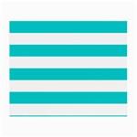 Horizontal Stripes - White and Cyan Small Glasses Cloth