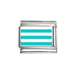 Horizontal Stripes - White and Cyan Italian Charm (9mm)