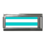 Horizontal Stripes - White and Cyan Superlink Italian Charm (9mm)