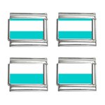 Horizontal Stripes - White and Cyan 9mm Italian Charm (4 pack)