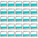 Horizontal Stripes - White and Cyan 9mm Italian Charm (25 pack)