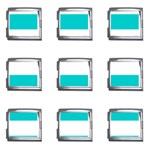 Horizontal Stripes - White and Cyan Mega Link Italian Charm (9 pack)