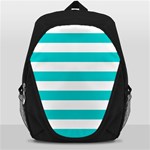 Horizontal Stripes - White and Cyan Backpack Bag