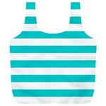 Horizontal Stripes - White and Cyan Full Print Recycle Bag (XL)