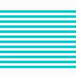 Horizontal Stripes - White and Cyan Collage 11  x 14 