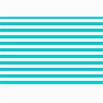 Horizontal Stripes - White and Cyan Collage 12  x 18 