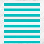 Horizontal Stripes - White and Cyan Canvas 8  x 10 