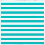 Horizontal Stripes - White and Cyan Canvas 12  x 12 