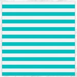 Horizontal Stripes - White and Cyan Canvas 16  x 16 