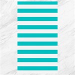 Horizontal Stripes - White and Cyan Canvas 40  x 72 