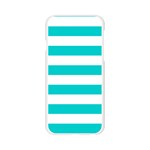 Horizontal Stripes - White and Cyan Apple iPhone 6/6S Silicone Case (Transparent)