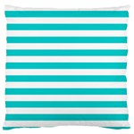 Horizontal Stripes - White and Cyan Standard Flano Cushion Case (One Side)