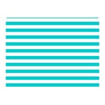 Horizontal Stripes - White and Cyan Double Sided Flano Blanket (Mini)