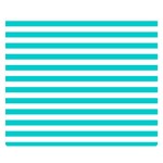 Horizontal Stripes - White and Cyan Double Sided Flano Blanket (Small)