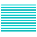 Horizontal Stripes - White and Cyan Double Sided Flano Blanket (Medium)