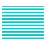 Horizontal Stripes - White and Cyan Double Sided Flano Blanket (Large)