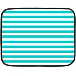 Horizontal Stripes - White and Cyan Double Sided Fleece Blanket (Mini)