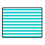 Horizontal Stripes - White and Cyan Fleece Blanket (Small) (One Side)