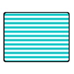 Horizontal Stripes - White and Cyan Double Sided Fleece Blanket (Small) (Two Sides)