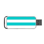 Horizontal Stripes - White and Cyan Portable USB Flash (Two Sides)