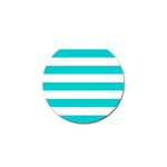 Horizontal Stripes - White and Cyan Golf Ball Marker (4 pack)