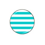 Horizontal Stripes - White and Cyan Hat Clip Ball Marker (4 pack)